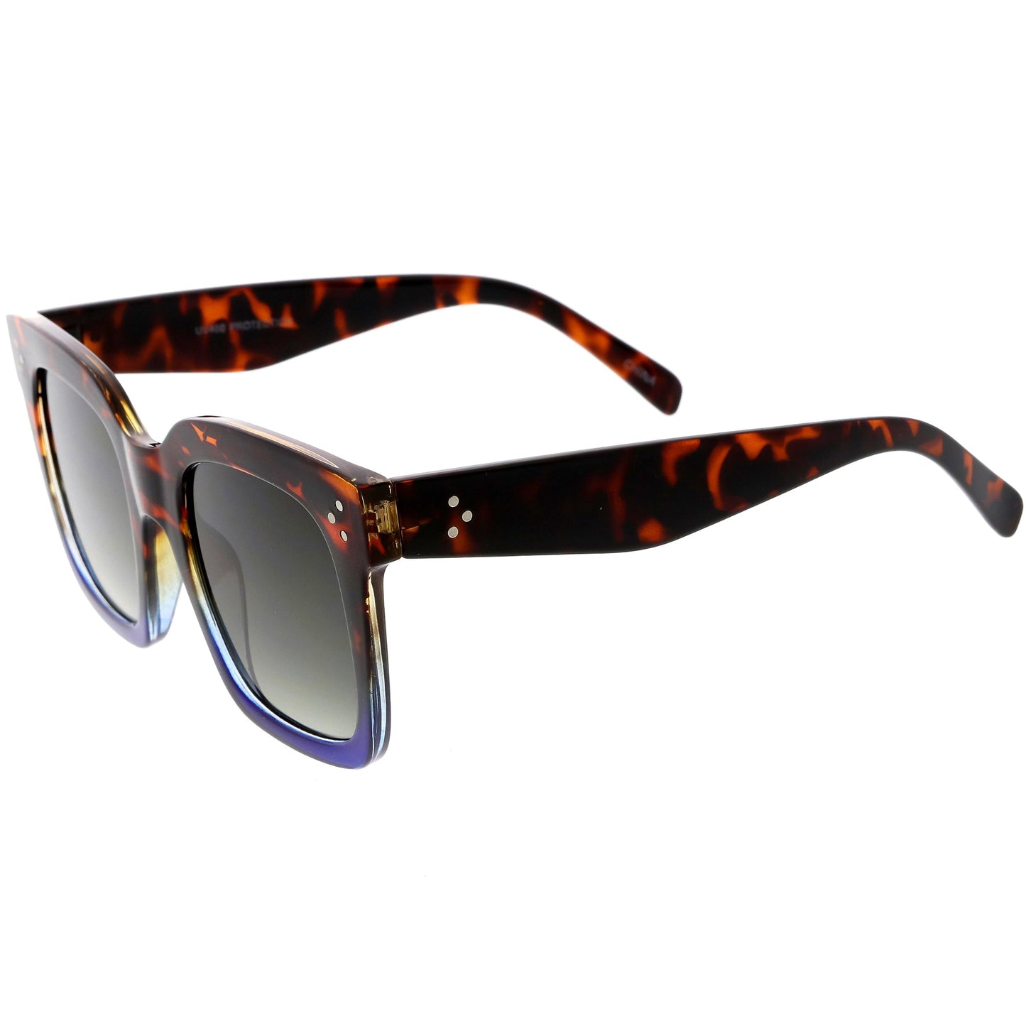 Bold Oversize Square Horned Rim Flat Lens Sunglasses A252