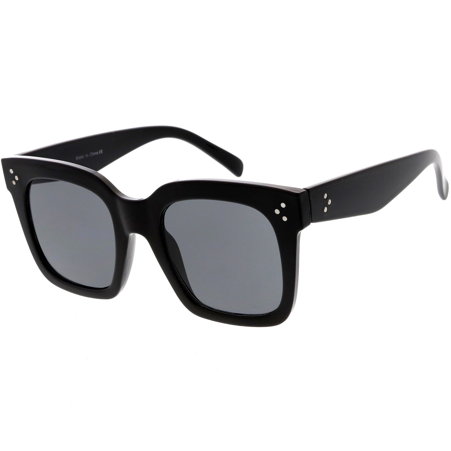 Bold Oversize Square Horned Rim Flat Lens Sunglasses A252