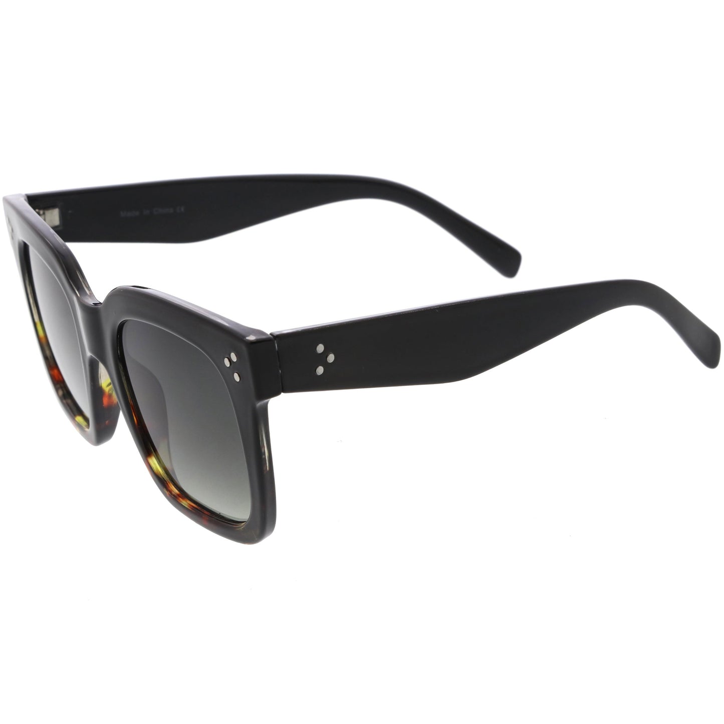 Bold Oversize Square Horned Rim Flat Lens Sunglasses A252