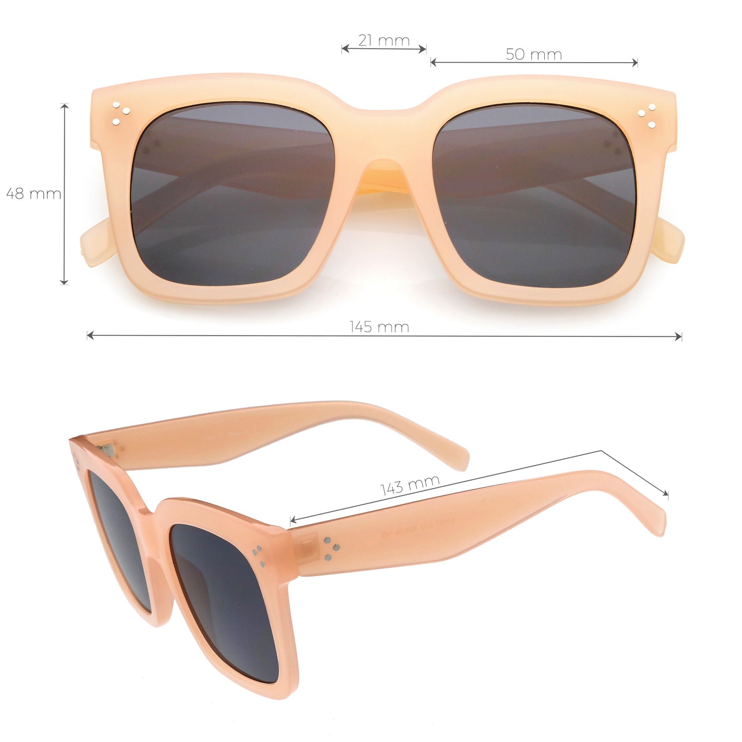 Bold Oversize Square Horned Rim Flat Lens Sunglasses A252