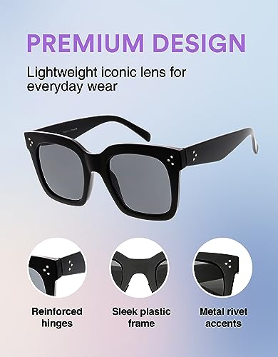 Bold Oversize Square Horned Rim Flat Lens Sunglasses A252