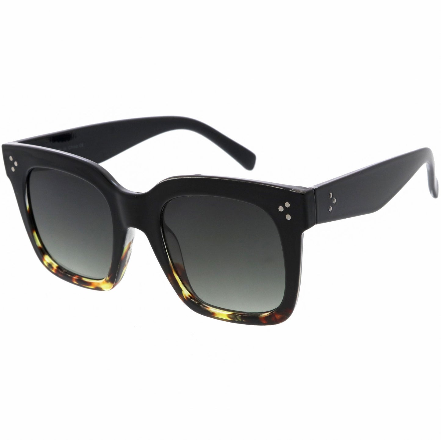 Bold Oversize Square Horned Rim Flat Lens Sunglasses A252