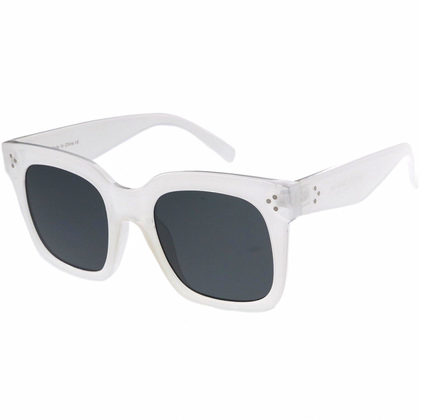 Bold Oversize Square Horned Rim Flat Lens Sunglasses A252