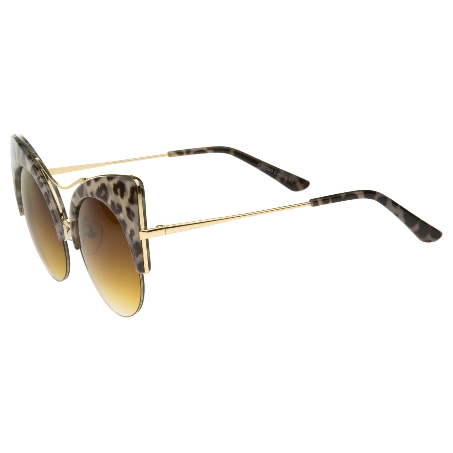 High Pointed Half-frame Flat Lens Round Cat Eye Sunglasses A267