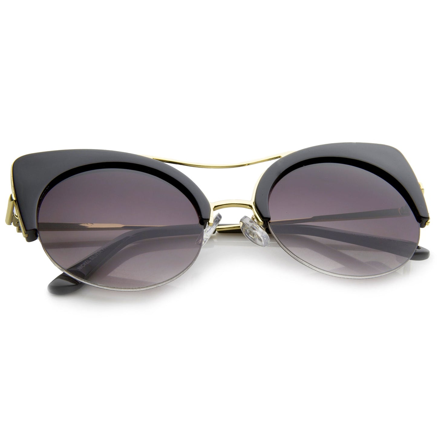 High Pointed Half-frame Flat Lens Round Cat Eye Sunglasses A267