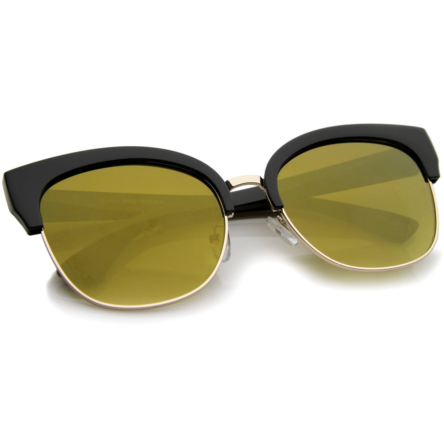 Modern Mirrored Flat Lens Cat Eye Half Frame Sunglasses A325