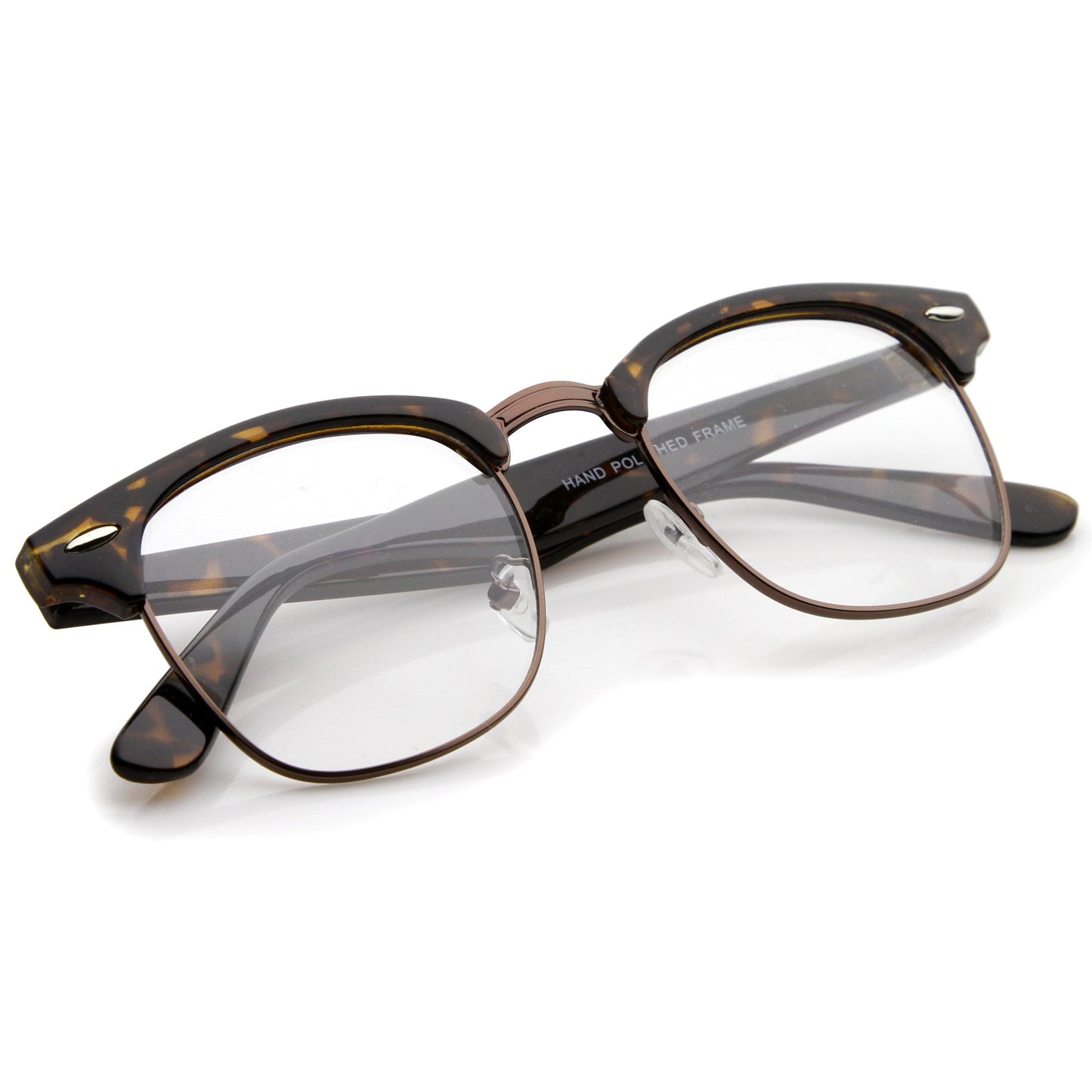 Vintage Inspired Classic Horned Rim Half Frame Clear Lens Glasses 2933