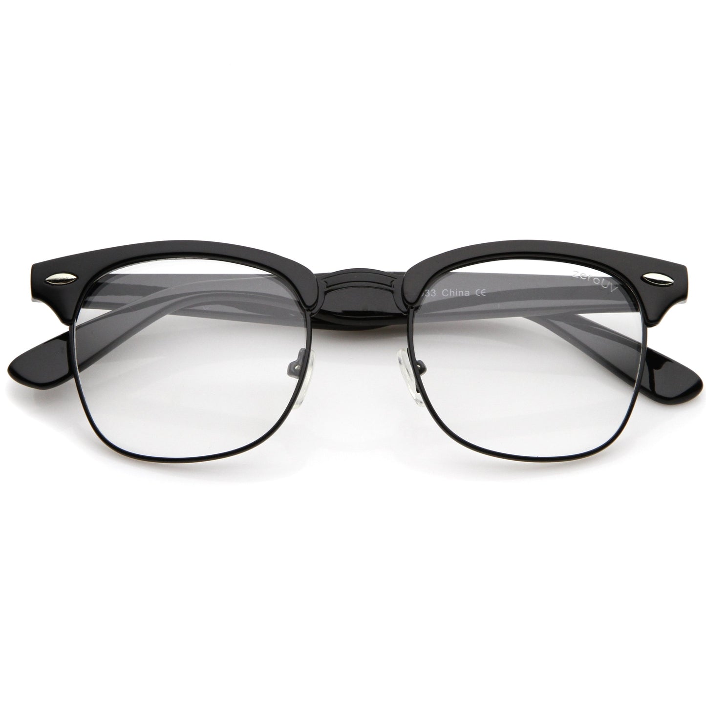 Vintage Inspired Classic Horned Rim Half Frame Clear Lens Glasses 2933