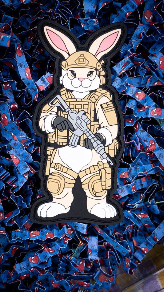 Pew Pew Peter Tactical Easter Battle Bunny 4" PVC Patch - Bad Bunny Collection