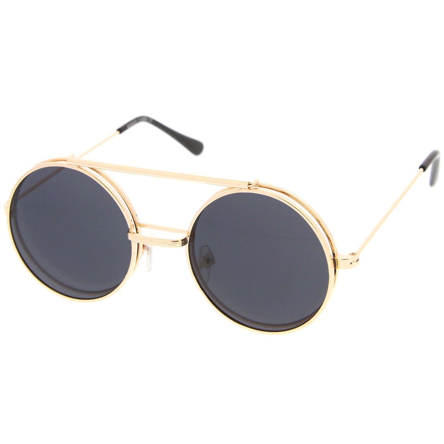 Steampunk Vintage Retro Round Circle Flip Up Sunglasses 8795