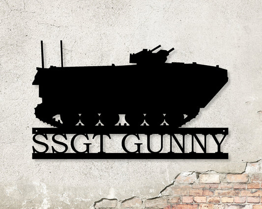 Assault Amphibious Vehicle (AAV) Personalized Metal Sign - One Line