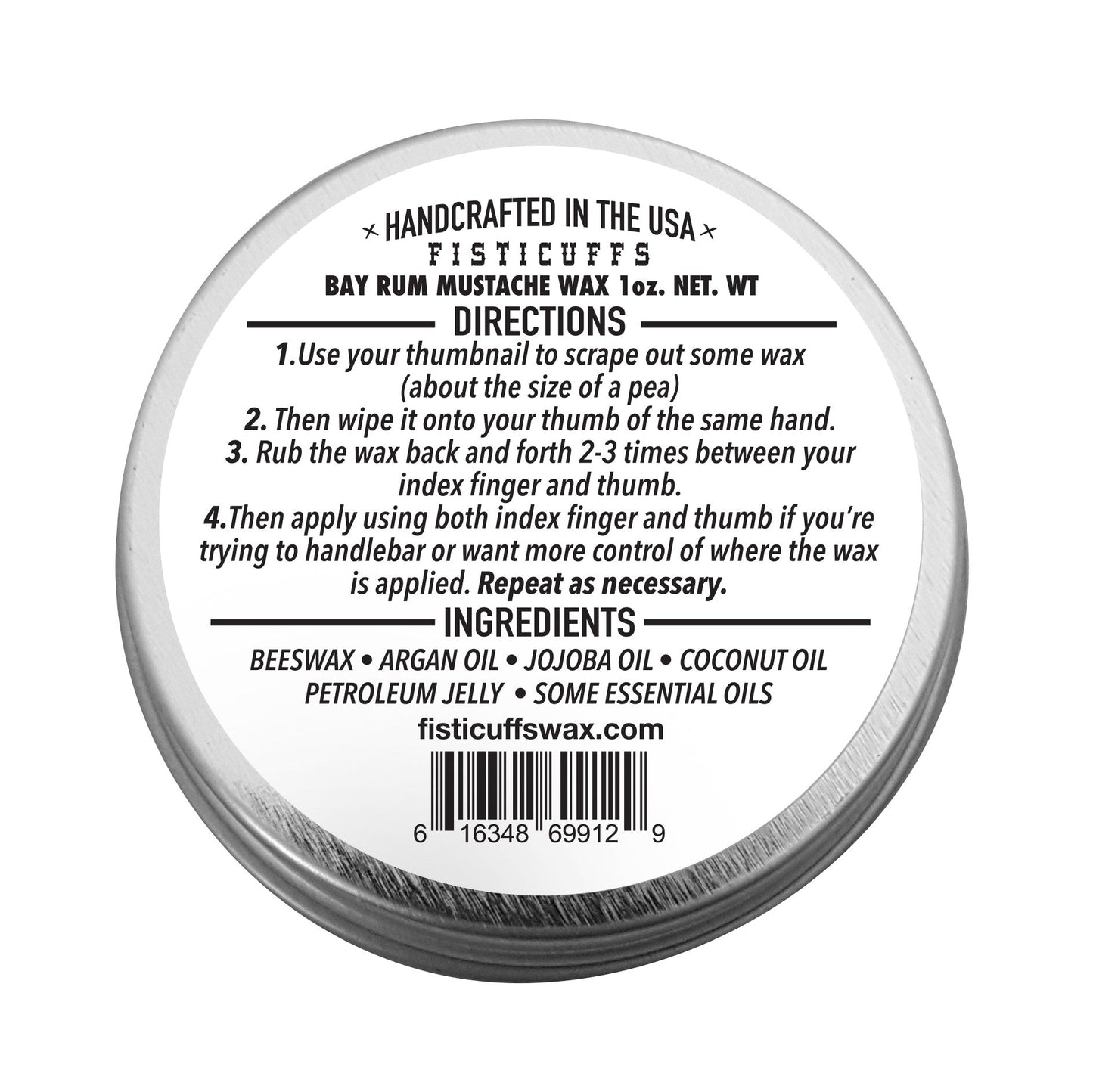 Bay Rum Scent Fisticuffs Mustache Wax "Original hold"