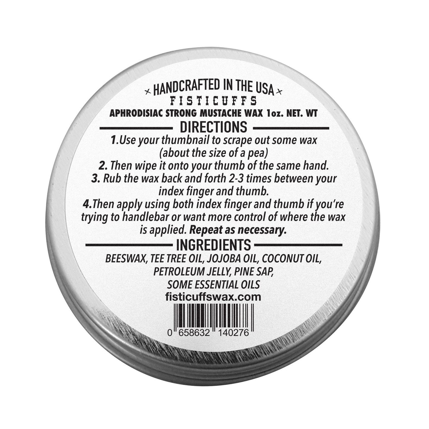 Fisticuffs™ Aphrodisiac Blend Strong Hold Mustache Wax 1 OZ. Tin