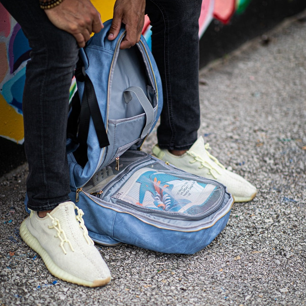 Baby Blue Tumbled Leather Commuter Bag (100 Made)