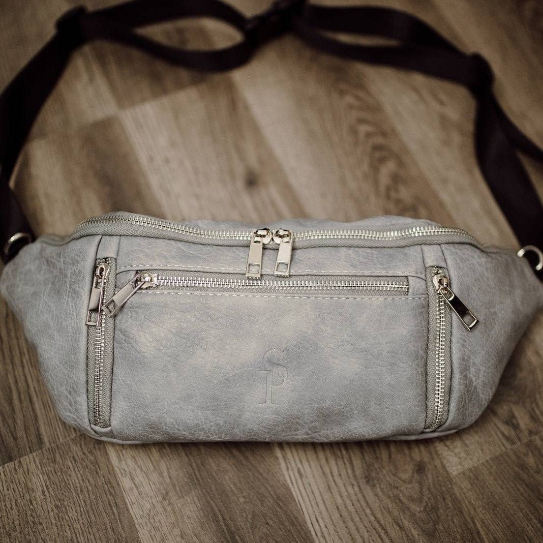 Grey Luciano Leather Sling Bag