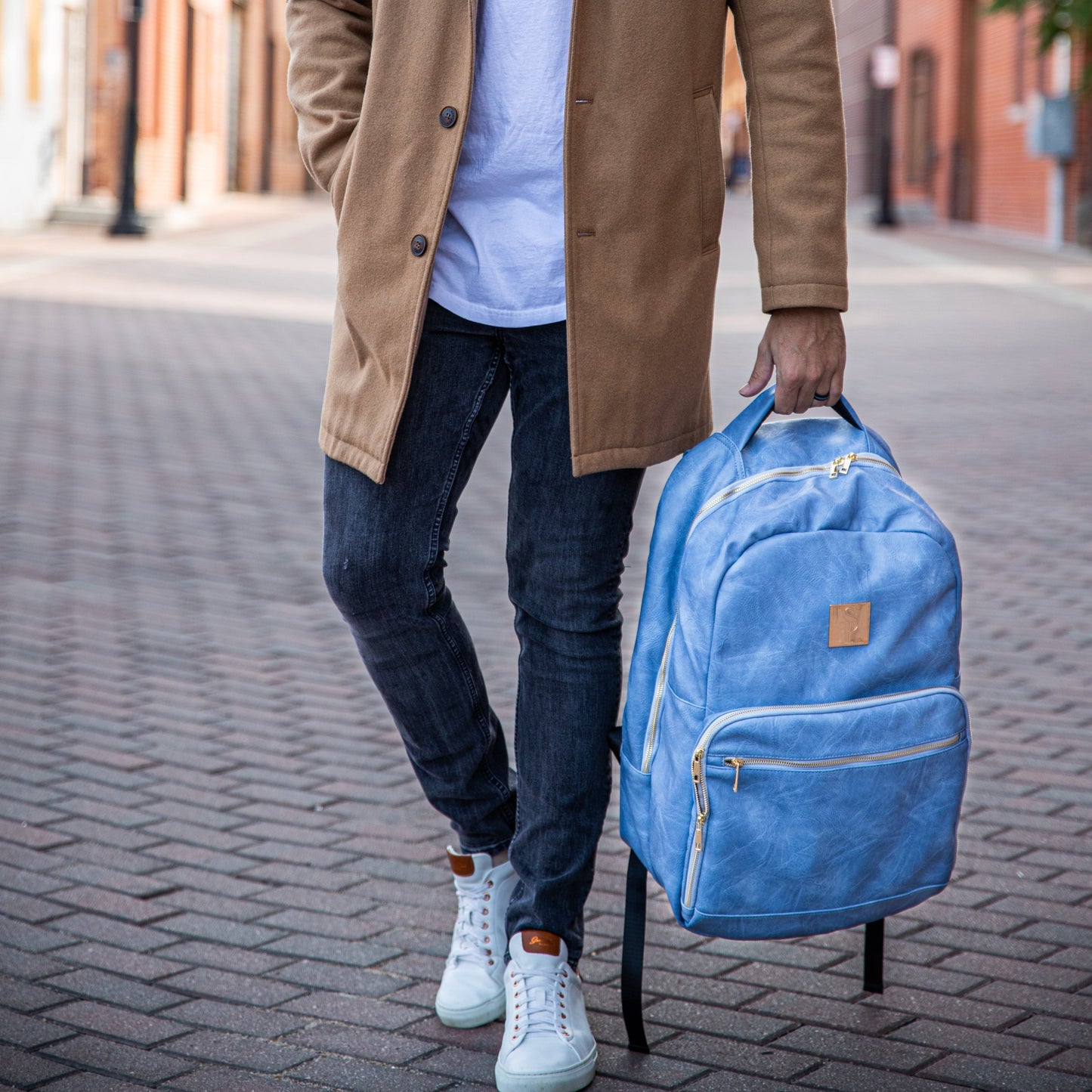 Baby Blue Tumbled Leather Commuter Bag (100 Made)