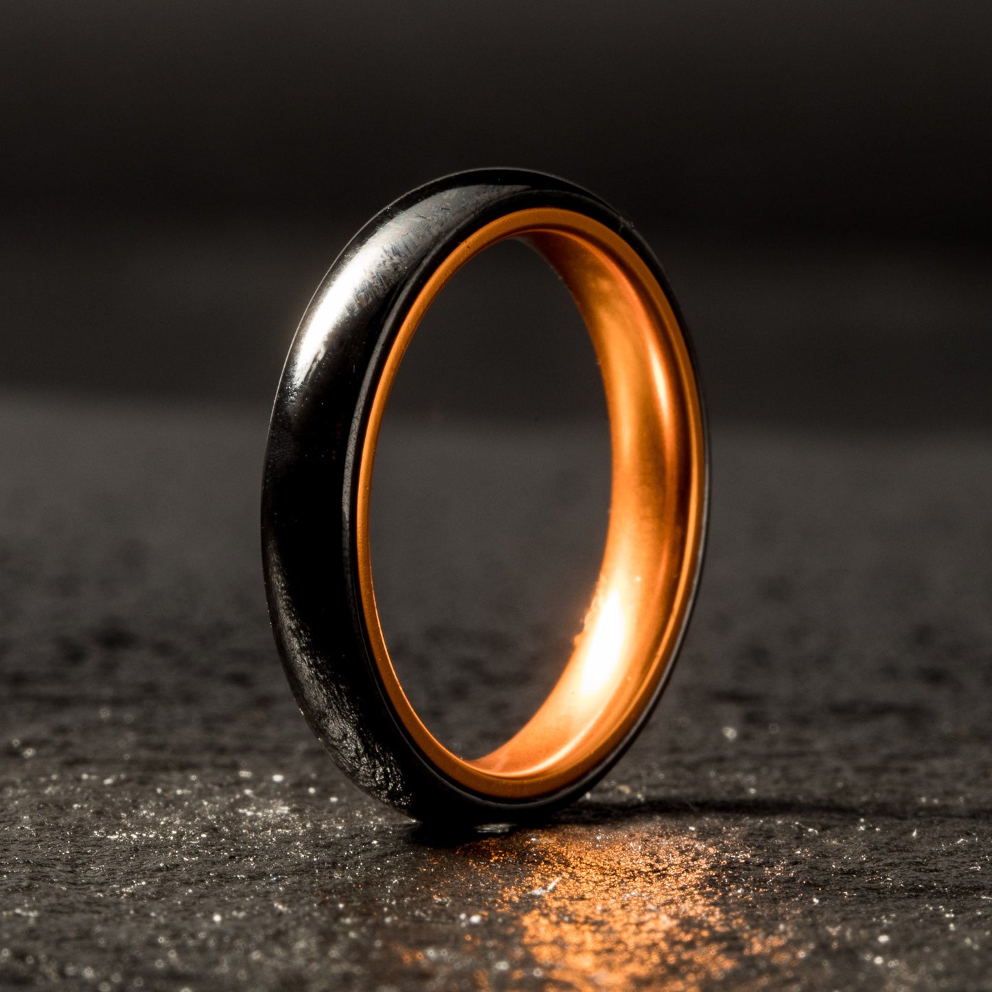 Black Ceramic Ring - Resilient Orange - 4MM