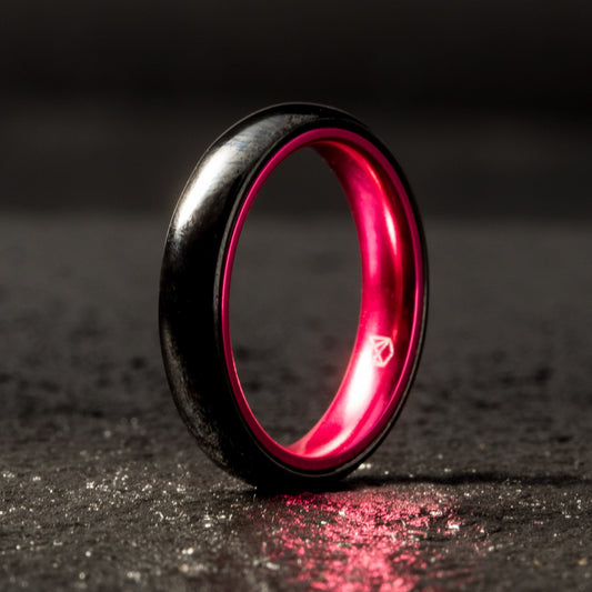 Black Ceramic Ring - Resilient Pink - 4MM