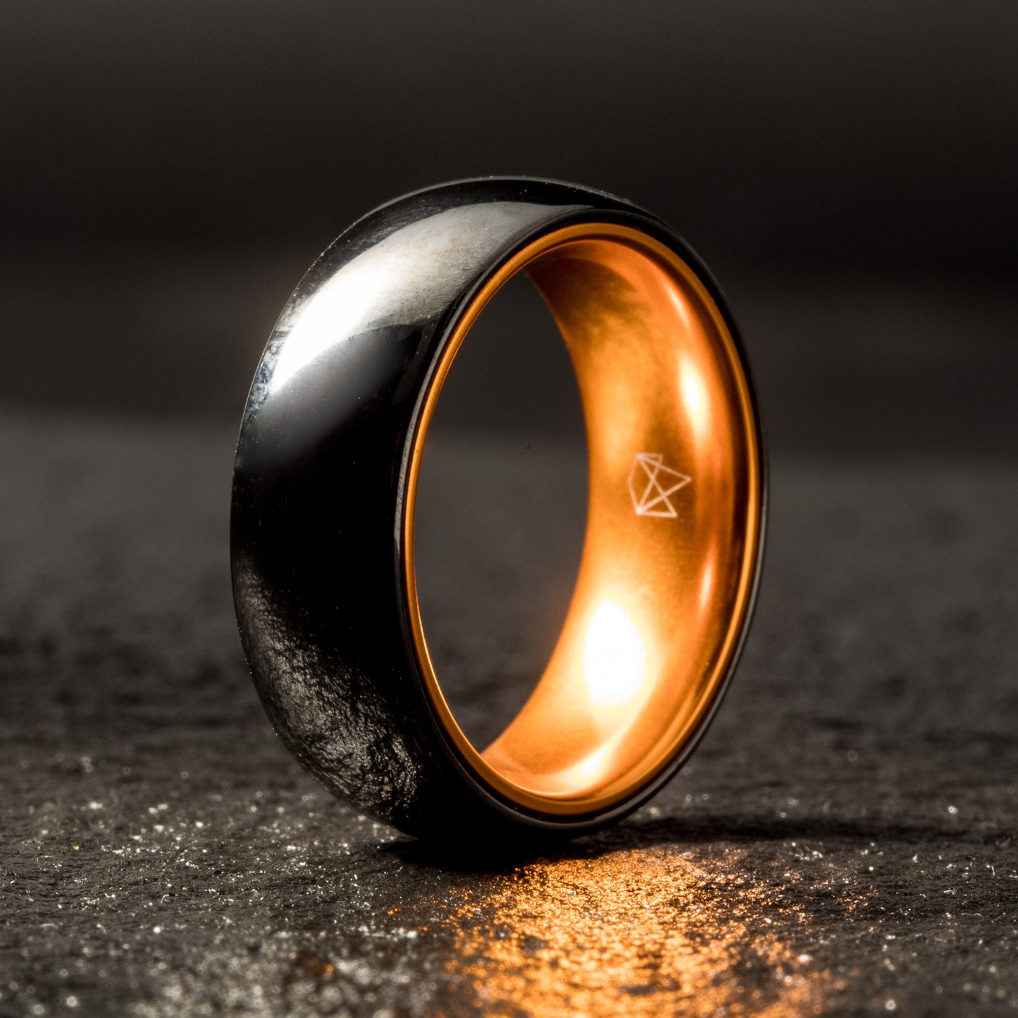 Black Ceramic Ring - Resilient Orange