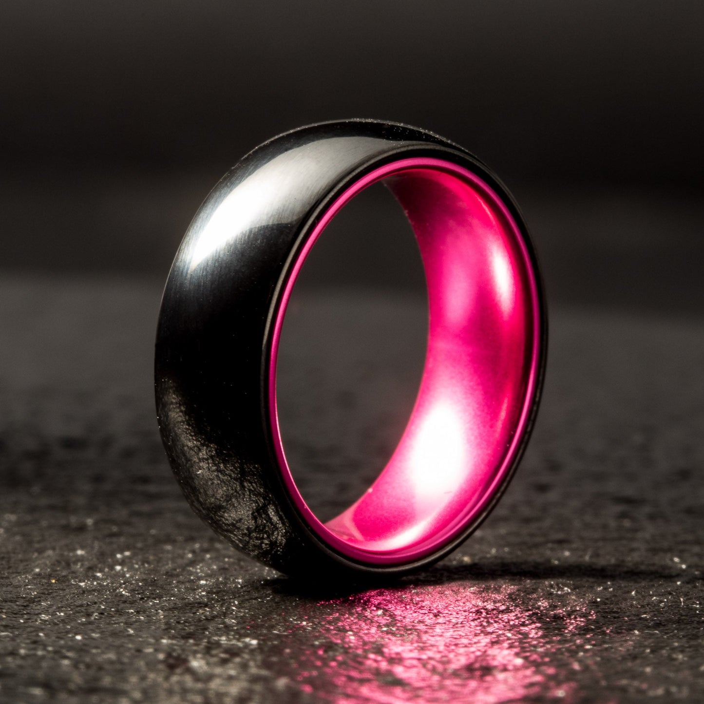 Black Ceramic Ring - Resilient Pink