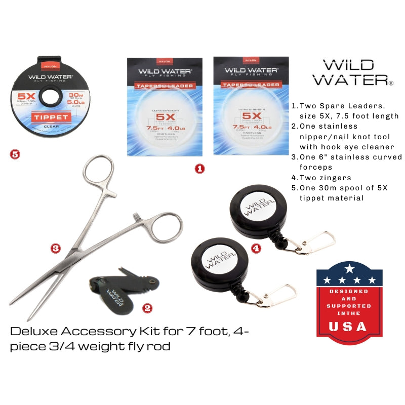 CNC Fly Reel Fly Fishing Kit, 3/4wt Rod | 7ft | 4-piece | Wild Water Fly Fishing