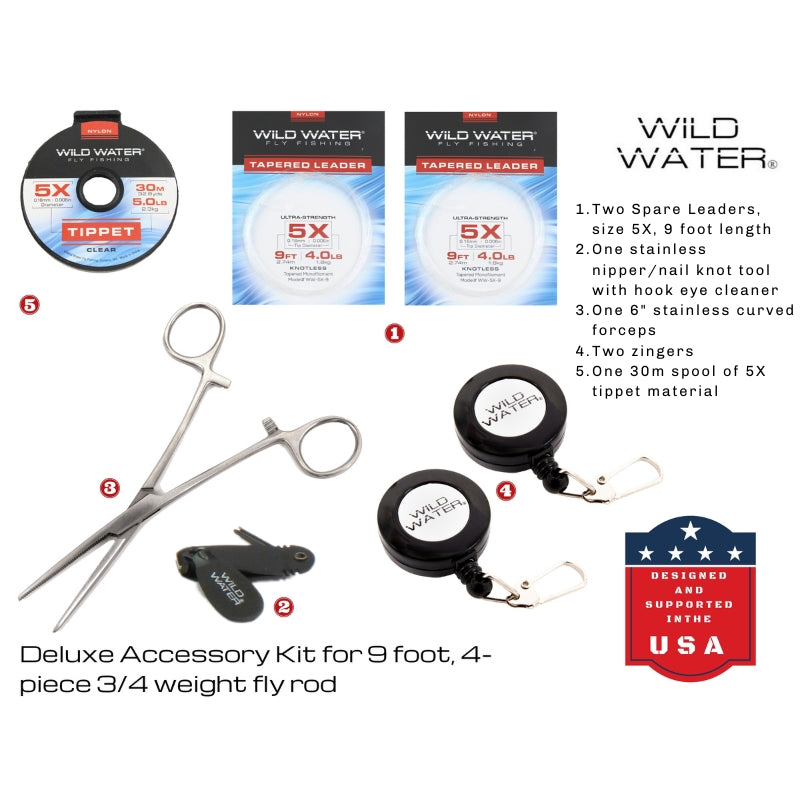 CNC Fly Reel Fly Fishing Kit, 3/4wt Rod | 9ft | 4-piece | Wild Water Fly Fishing