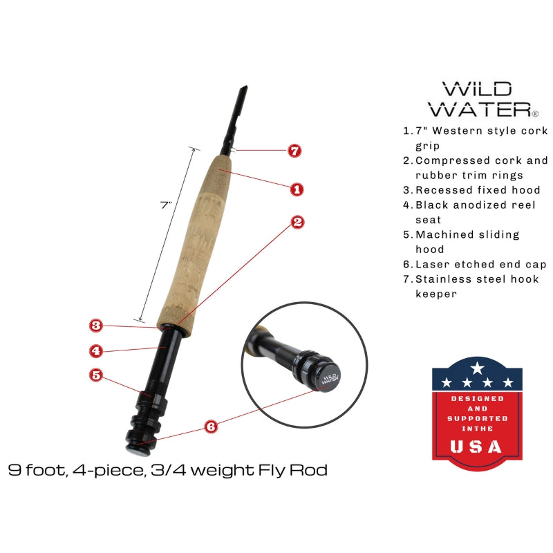 Deluxe Fly Fishing Kit, 3/4wt Rod | 9ft | 4-piece | Wild Water Fly Fishing