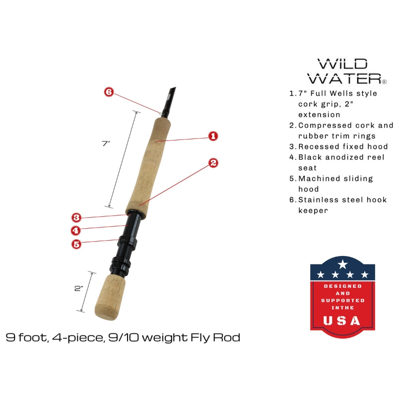 CNC Fly Reel Fly Fishing Kit, 9/10wt Rod | 9ft | 4-piece | Wild Water Fly Fishing