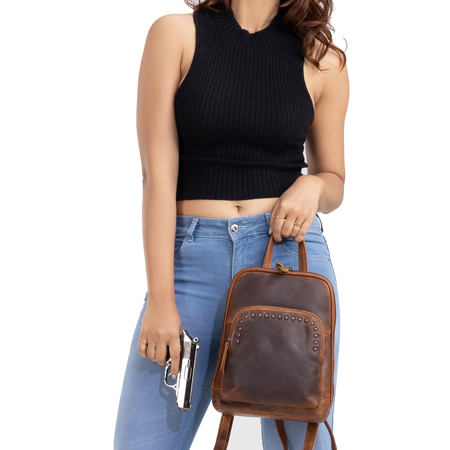 Concealed Carry Abby Leather Backpack by Lady Conceal