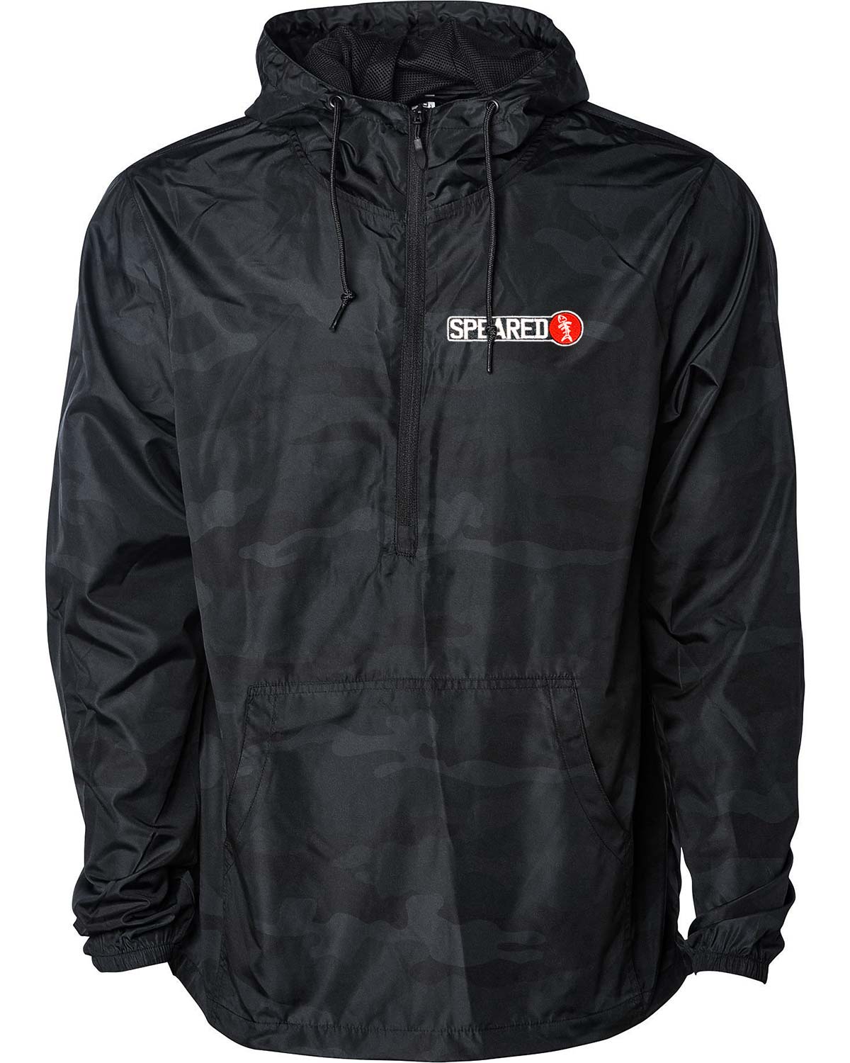 Lightweight Anorak Windbreaker Pullover - Black Camo