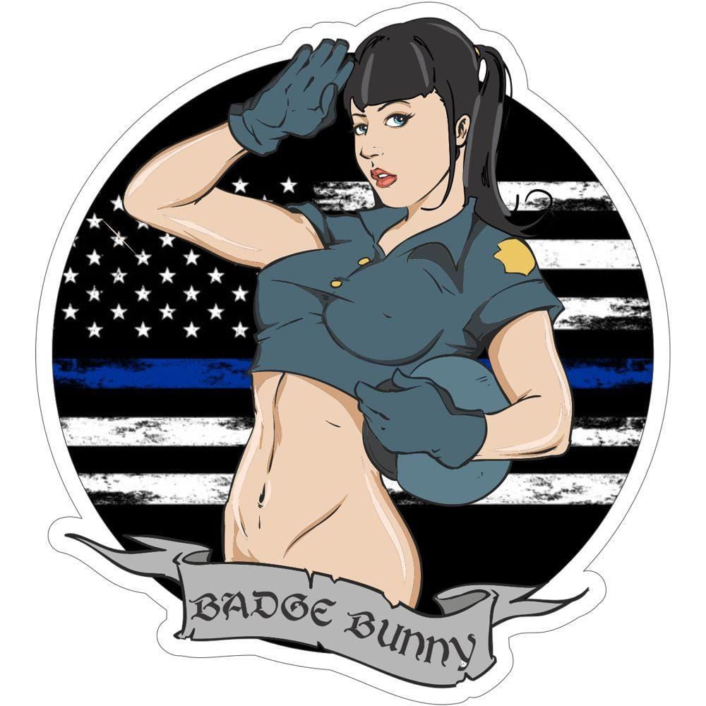 Badge Bunny - Thin Blue Line - 3 Inch Sticker