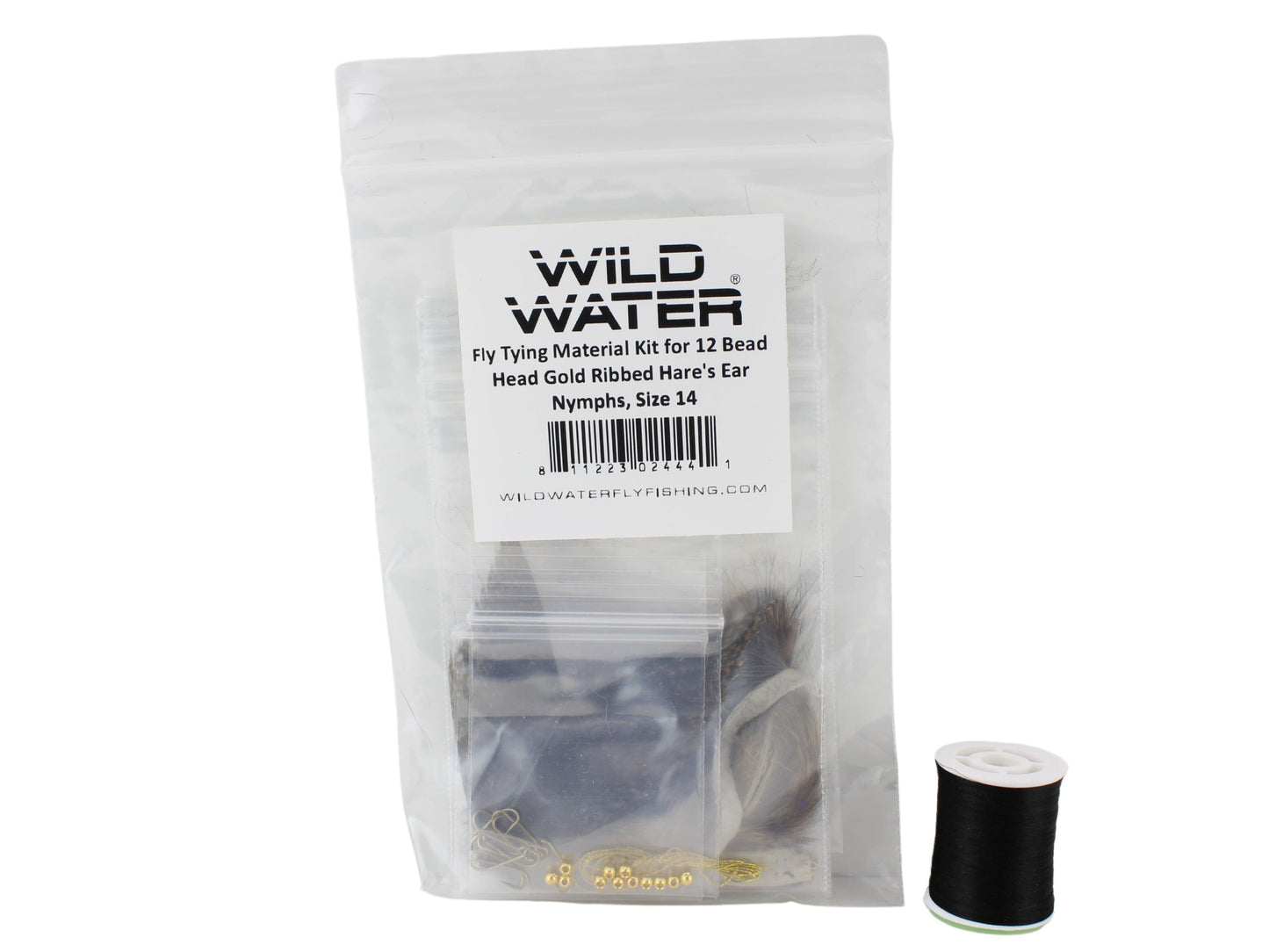 Bead Head Gold Ribbed Hare's Ear Nymph Fly Tying Material Kit, size 14 | Wild Water Fly Fishing