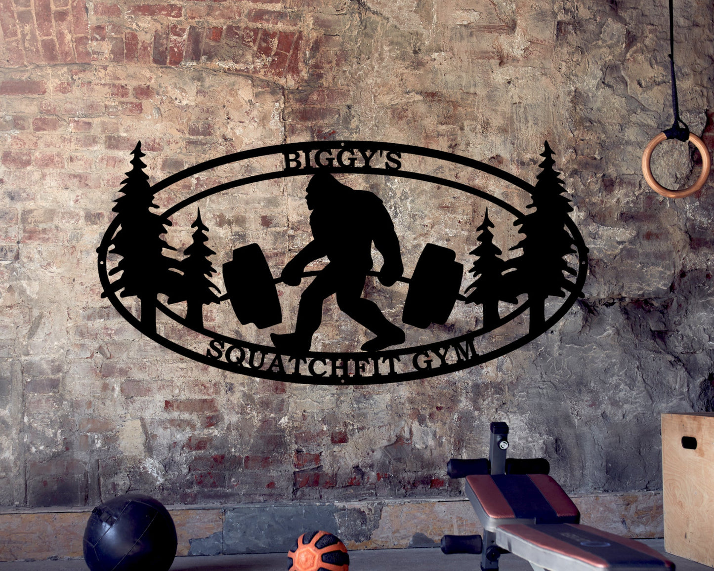 Bigfoot Gym Personalized Oval Metal Sign