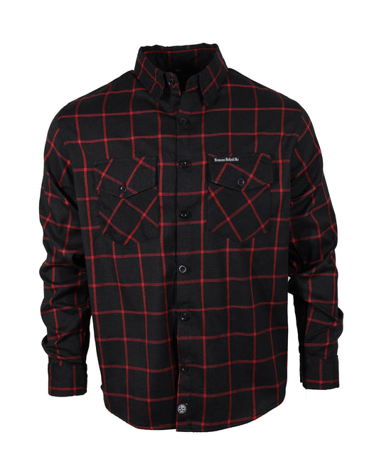 NEW! Black & Red Embroidered Flannel (Hidden Snap Collars)