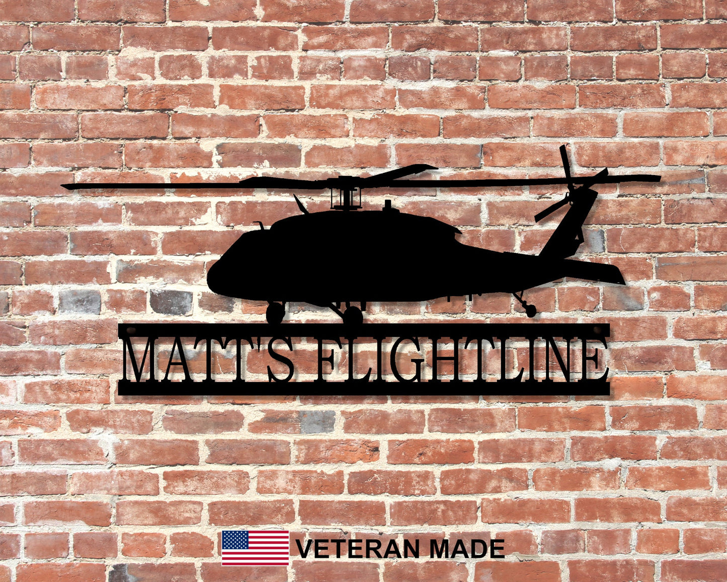 Helicopter UH-60 Black Hawk Personalized Metal Sign