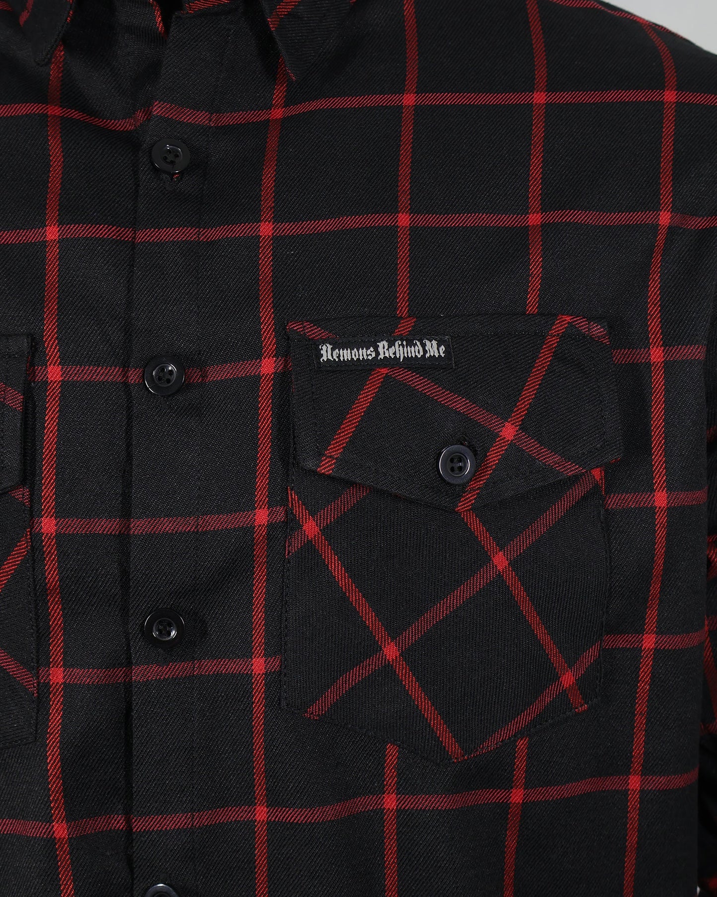 NEW! Black & Red Embroidered Flannel (Hidden Snap Collars)