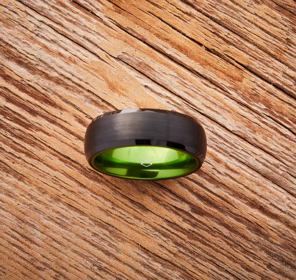 Black Tungsten Ring - Resilient Green