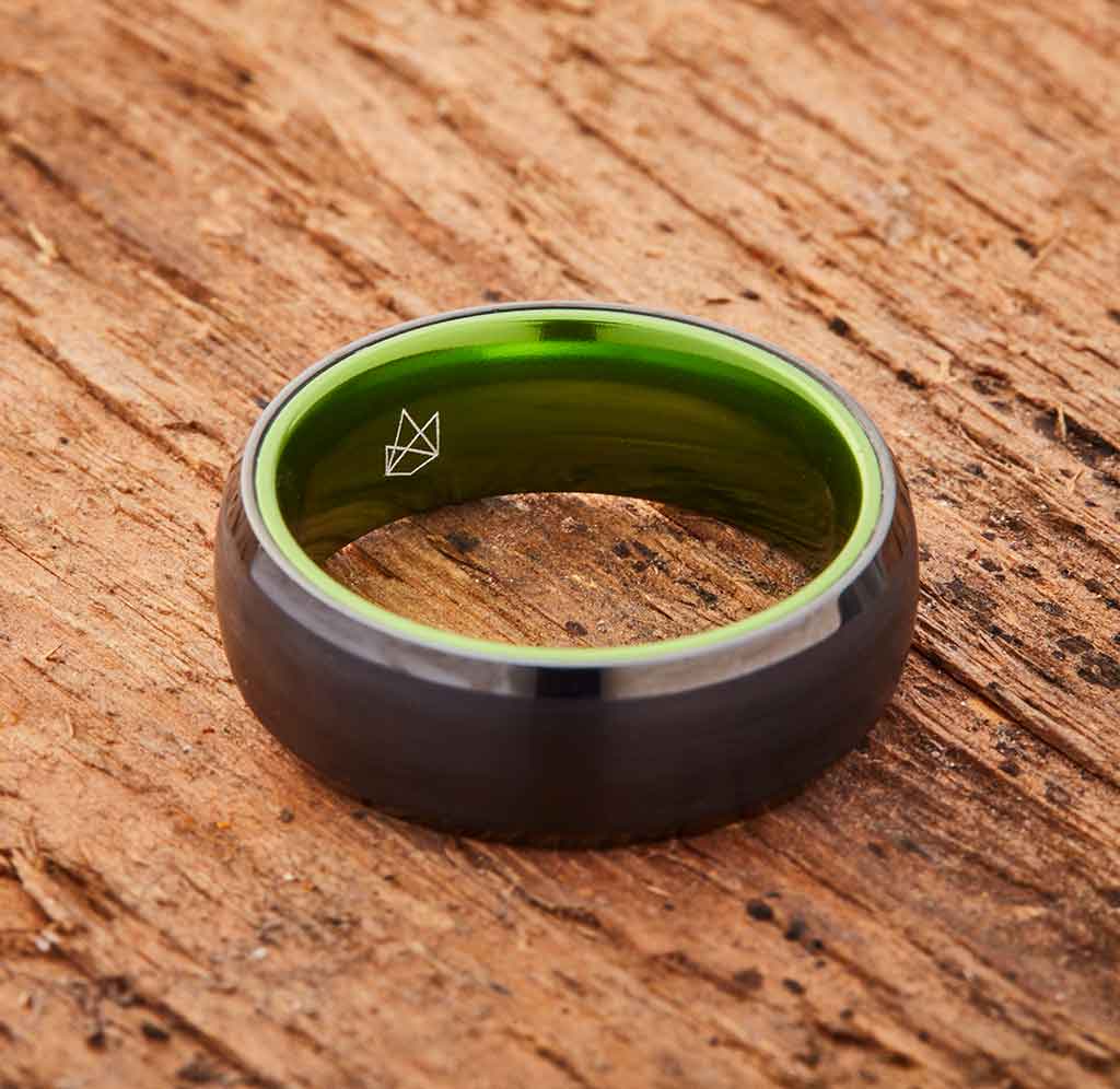 Black Tungsten Ring - Resilient Green