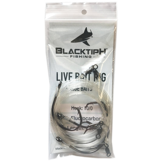 BlacktipH Live Bait Rigs with 10/0 Black Nickel Circle Hook and Premium Rosco Swivel - Large 5 Pack