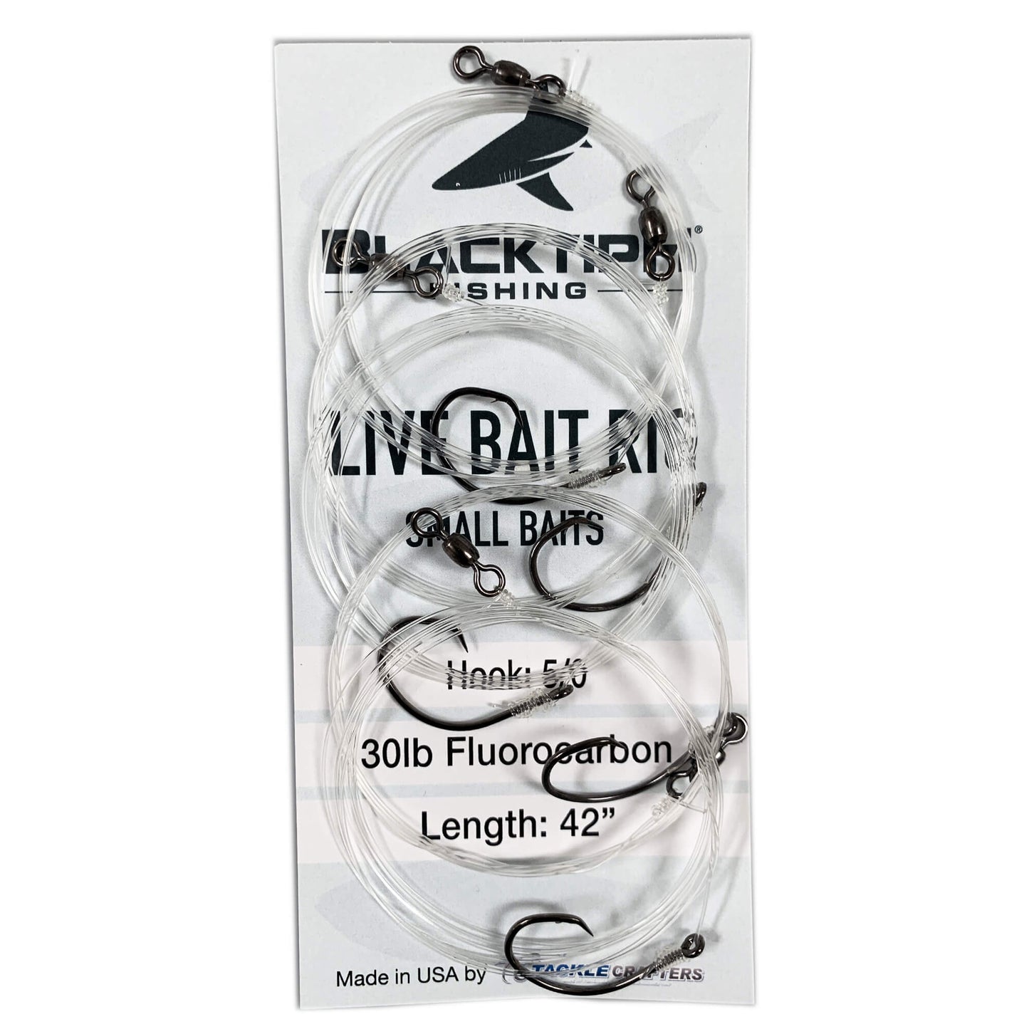 BlacktipH Live Bait Rigs with 5/0 Black Nickel Circle Hook and Premium Rosco Swivel - Small 5 Pack