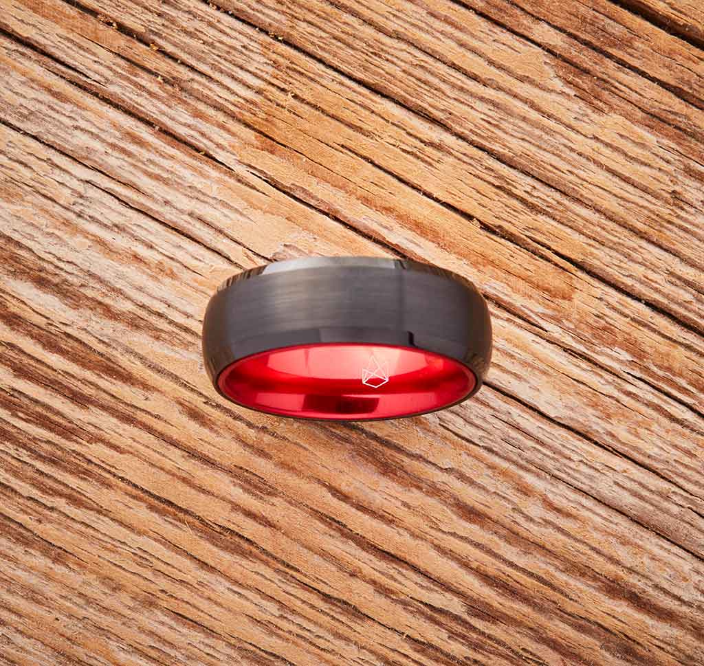 Black Tungsten Ring - Resilient Red