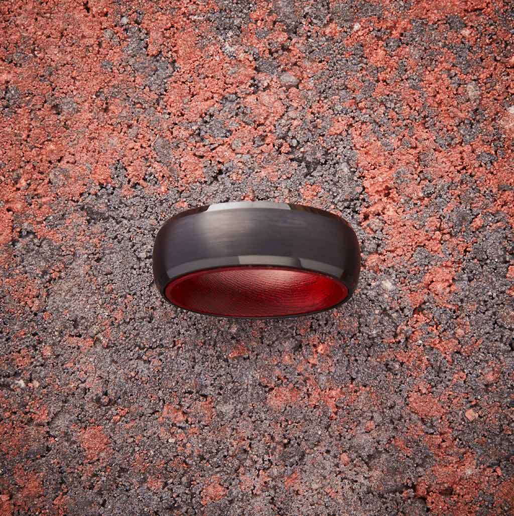 Black Tungsten Ring - Red Sandalwood