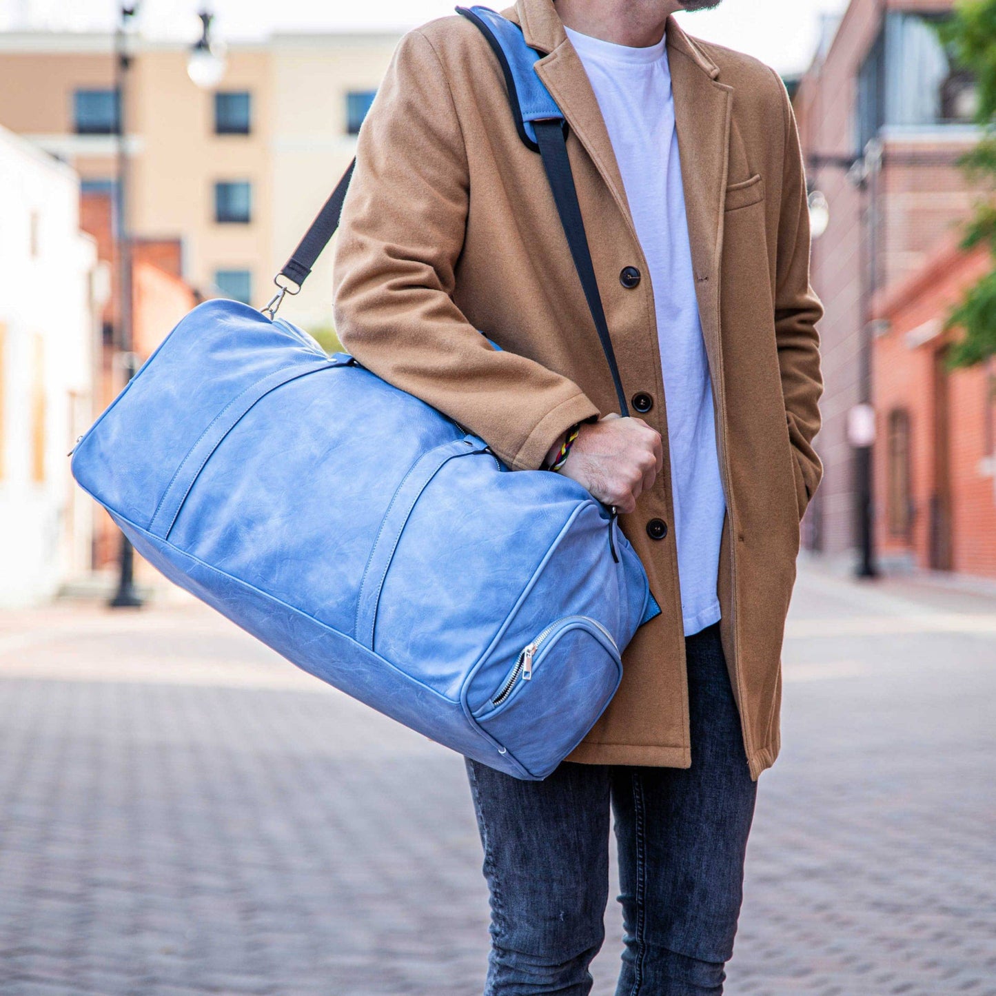 Baby Blue Luciano Leather Duffle Bag V2