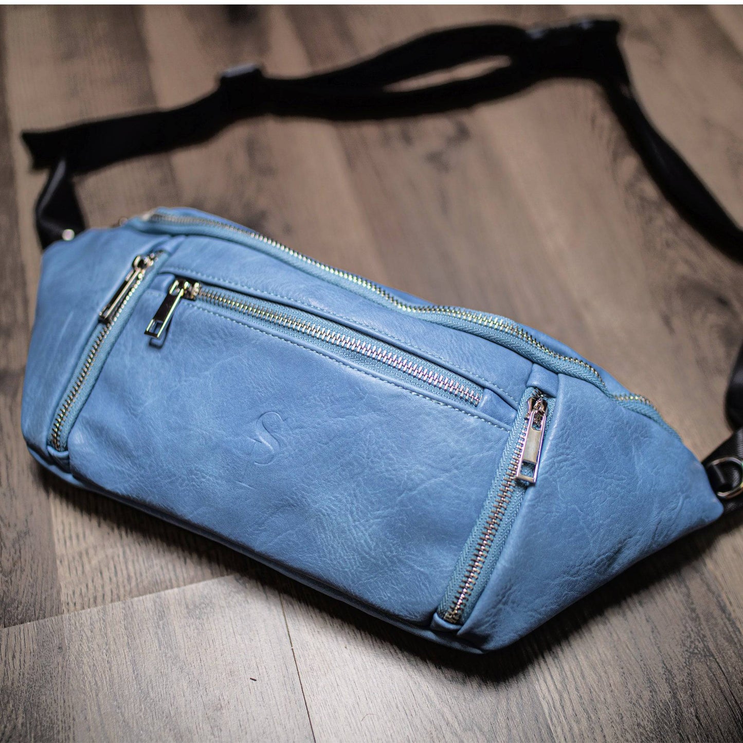 Baby Blue Leather Sling Bag