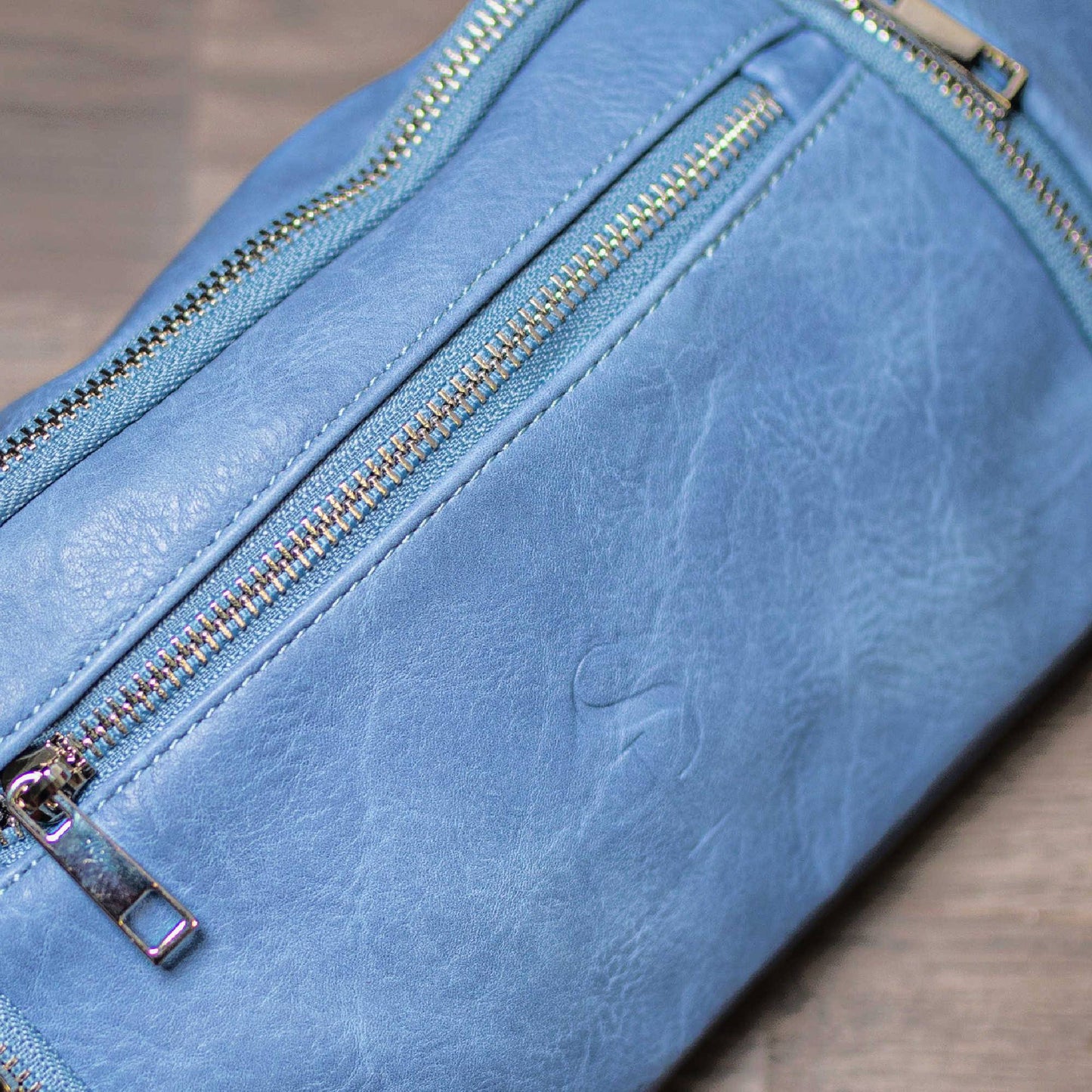 Baby Blue Leather Sling Bag