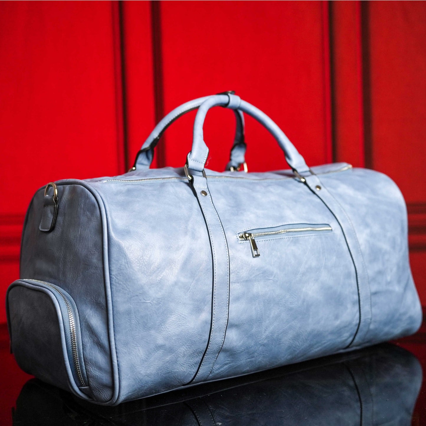 Baby Blue Luciano Leather Duffle Bag V2