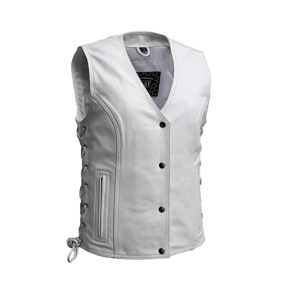 Beryl - Women's Motorcycle Leather Vest - White