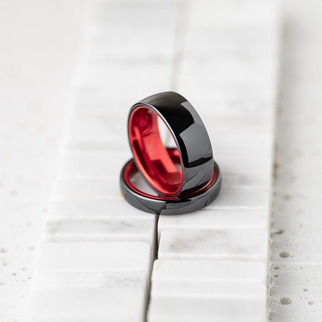 Black Ceramic Ring - Resilient Red