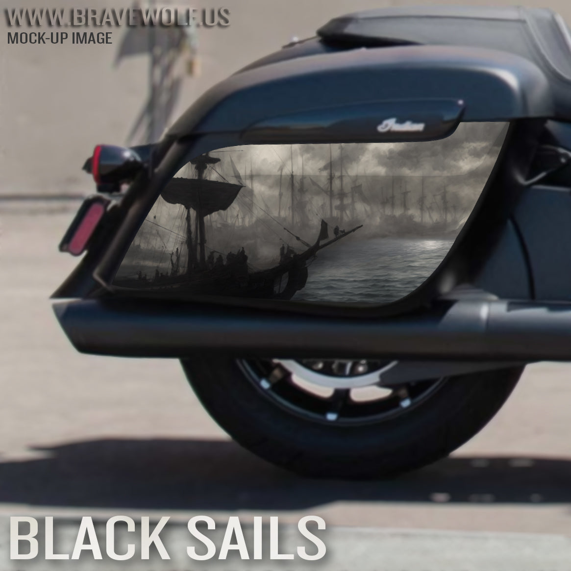 Saddlebag Decals-Black Sails-New Style Indian Bags-Color