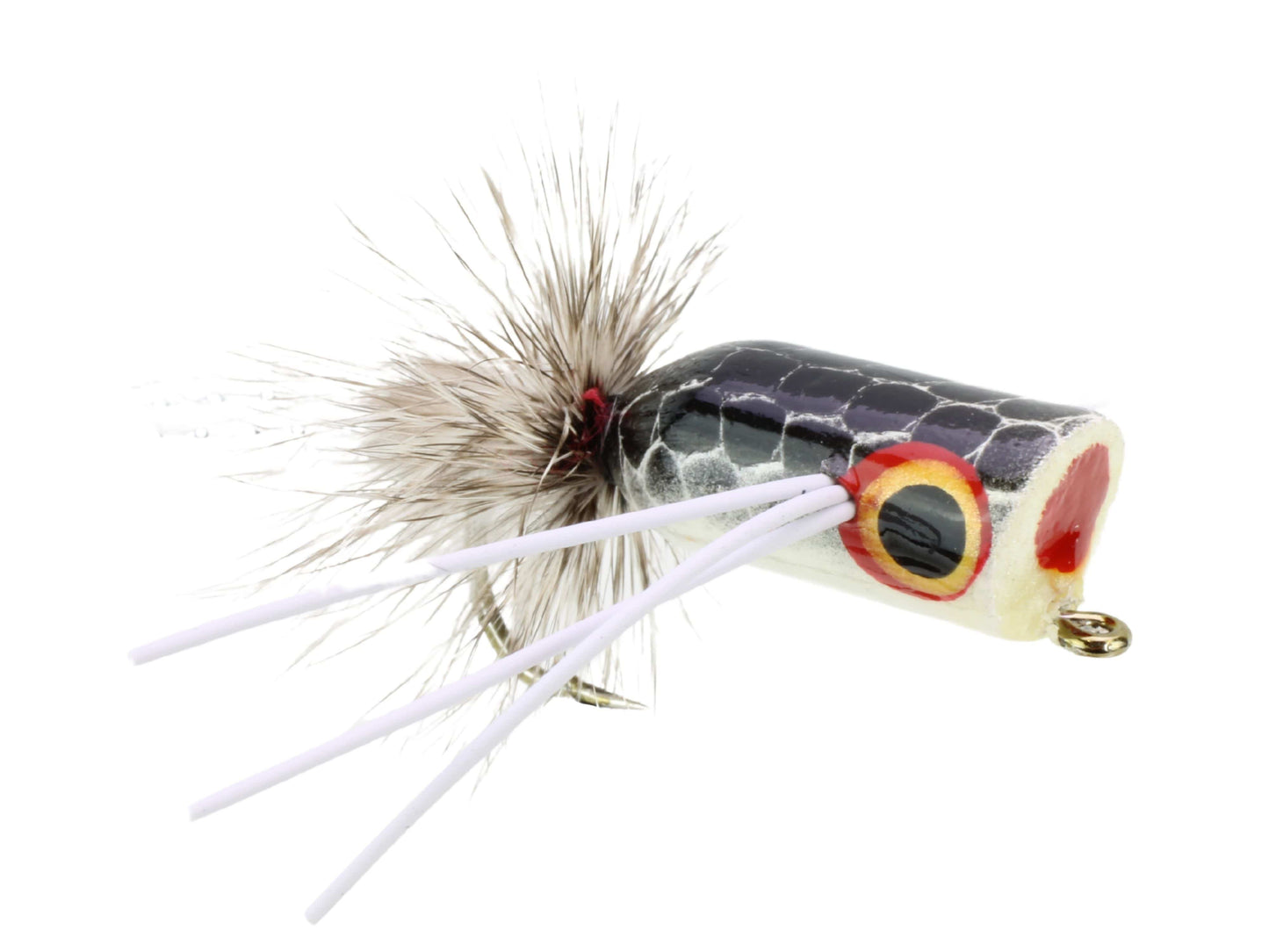 Bass Popper, Size 2 | Black and Silver | Qty. 4 | Wild Water Fly Fishing